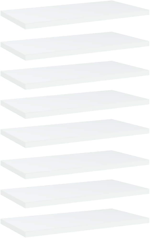 Set of 8 White Engineered Wood Bookshelf Boards 15.7x7.9x0.6 Inch Wall Mounted Shelves for Display and Storage