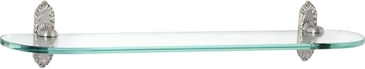 Alno A8550-24-SN Ribbon & Reed Glass Shelf with Traditional Brackets, Satin Nickel, 24"