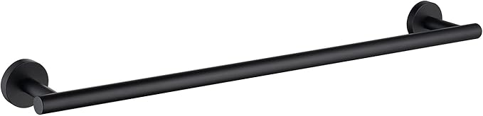 TASTOS 23.6 Inch Bath Towel Bar Matte Black, Premium SUS304 Stainless Steel Round Style Bathroom Heavy Duty Holder, Kitchen Rod, Wall Mount With Screws Rack