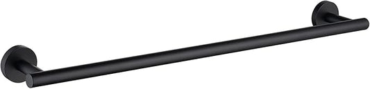 TASTOS 23.6 Inch Bath Towel Bar Matte Black, Premium SUS304 Stainless Steel Round Style Bathroom Heavy Duty Holder, Kitchen Rod, Wall Mount With Screws Rack