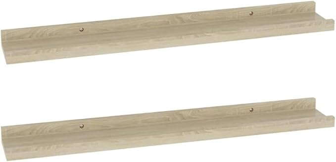 Sonoma Oak Wall Shelves 2 Pack 23.6 Inch Floating for Living Room Bedroom Bathroom Storage Display with 11lb Load Capacity Easy Installation MDF Wood Shelves