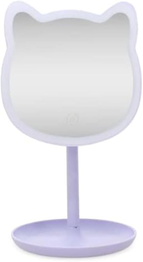 Puurrfect Mirror Gifts, Cute Cat Ears Shape Mirrors Makeup with LED Lights Touch Control (Violet) Purple. Smart Touch.