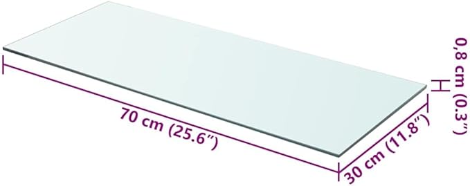 Set of 2 Tempered Glass Floating Shelves 27.6 x 11.8 Inch, Modern Wall Mounted Display Storage Shelf for Living Room, Bedroom, Office, Clear Rectangular Panels