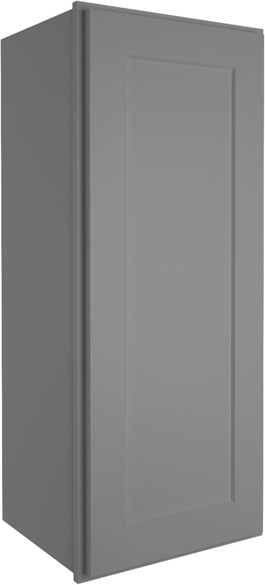 ROOMTEC Wood Wall Cabinet,RTA Single Door Medicine Cabinet with Adjustable Shelves and Soft-Close Door for Kitchen, Bathroom, and Laundry. 12" D*15" W*36" H, Shaker Grey