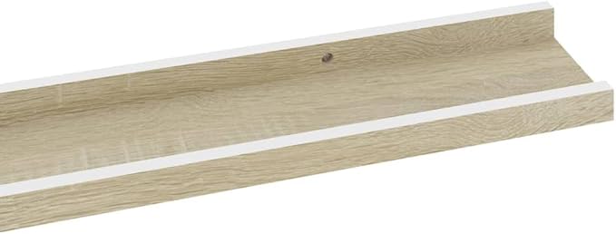 Wall Shelves 2 Pack White and Sonoma Oak 45.3 Inch Floating for Living Room Bedroom Kitchen, MDF Wall Mounted Storage Shelves for Decor Books Plants