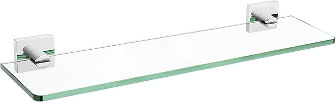 KOKOSIRI Bathroom Shelves Wall Mounted 20-Inch Floating Glass Shelf Kitchen Hanging Rack for Shower Storage Decor, Polished Stainless Steel B1107CH-L20