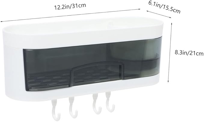 VANZACK Wall Mounted Plastic Storage Rack, No Drilling Bathroom Shelf Organizer with Hooks, Multipurpose Floating Wall Shelves for Kitchen and Bathroom Storage Random Color