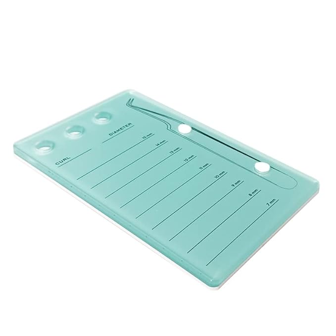 Eyelash Grafting Pallet, Acrylic Lash Tile holder, 7-15mm Scale Glue Cups Eyelash Extensions Storage Gasket Pads with Suction for Tweezers (blue)