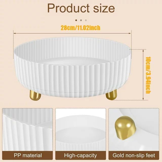 360 Rotating Makeup Organizer, Modern Acrylic Round Organizer for Cosmetics, White