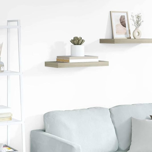 Floating Wall Shelf for Living Room, Invisible Mount Oak Wood Display Shelf 19.7x9.1 Inches, Modern Honeycomb MDF Storage for Books, Decor, Awards, Easy Install Home Wall Decor