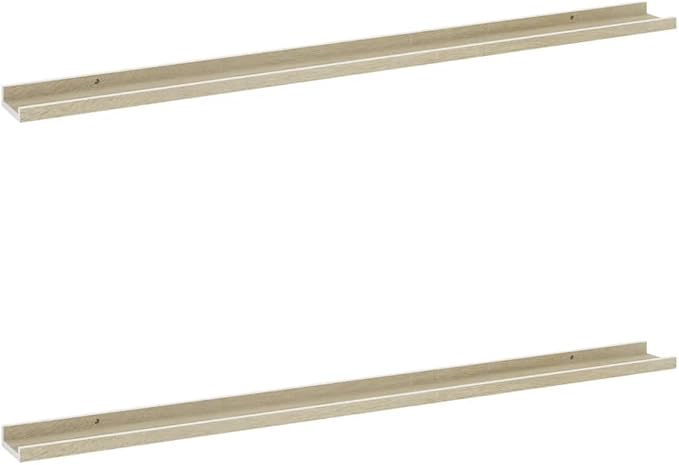 Wall Shelves 2 Pack White and Sonoma Oak 45.3 Inch Floating for Living Room Bedroom Kitchen, MDF Wall Mounted Storage Shelves for Decor Books Plants