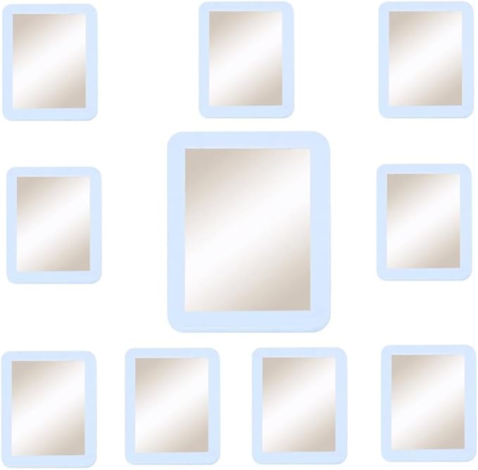 10 Pack White Magnetic Locker Mirror,5" x 7" Iocker Mirror Magnetic - Small Mirrors for School Locker, Bathroom, Workshop Toolbox, Office Cabinet,Easy Install