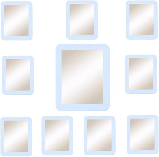 10 Pack White Magnetic Locker Mirror,5" x 7" Iocker Mirror Magnetic - Small Mirrors for School Locker, Bathroom, Workshop Toolbox, Office Cabinet,Easy Install