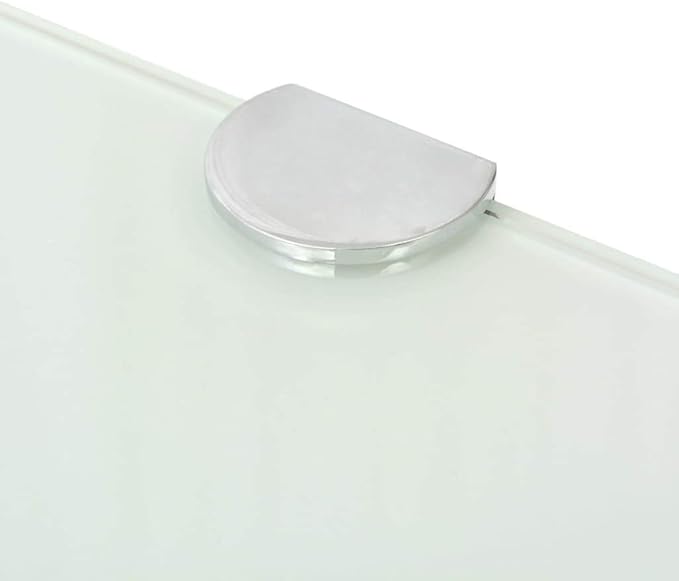 Floating Corner Shelf with Chrome Supports Glass White 13.8"x13.8" Wall Shelf Storage for Kitchen Bathroom Living Room