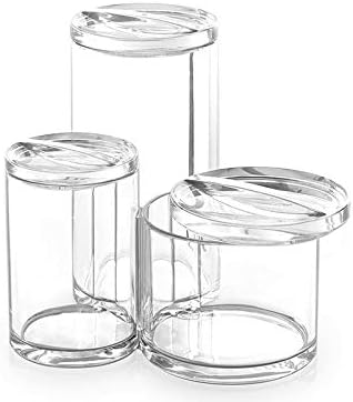 BINO 'The Trio' 3 Compartment Acrylic Makeup Accessory Organizer, Clear and Transparent Cosmetic Beauty Vanity Holder Storage