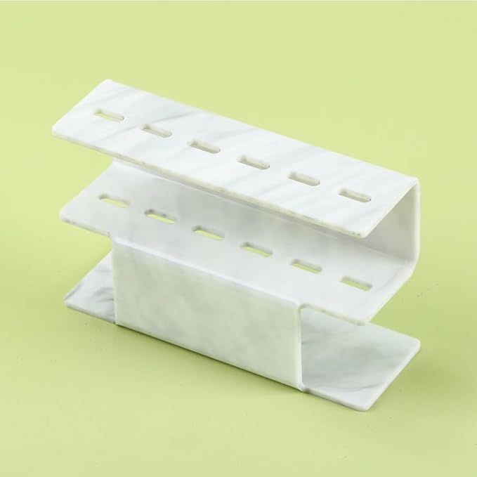 Acrylic Tweezers Holder, 6 Holes Tweezers Stand Display Organizer for Eyelash Extension Supplies Accessories Grafting Beauty Tools (6 Holes Marble White)