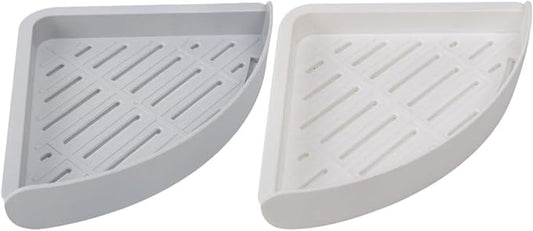 Angoily 2pcs Triangular Wall-Mounted Corner Storage Racks for Bathroom and Kitchen Punch Toiletry Shelves Compact and Design