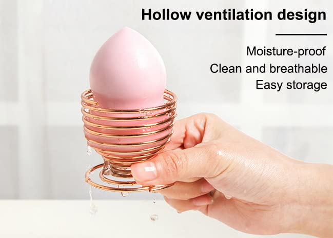 AKOAK 1 Pack Gold/Rose Gold Round Puff Storage Rack, Makeup Egg Drying Rack, Makeup Gourd Puff Sponge Display Beauty Tools