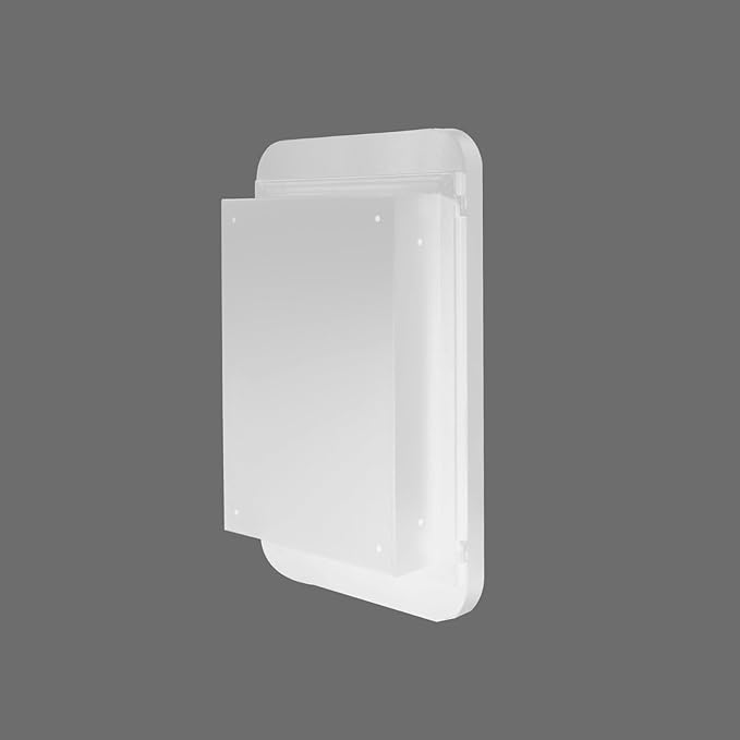 16 x 24 Inch Rounded Rectangle Medicine Cabinet with Mirror and Black Metal Frame for Bathroom, Recessed or Surface Wall Mount Cabinet with 2 Adjustable Glass Shelves, White