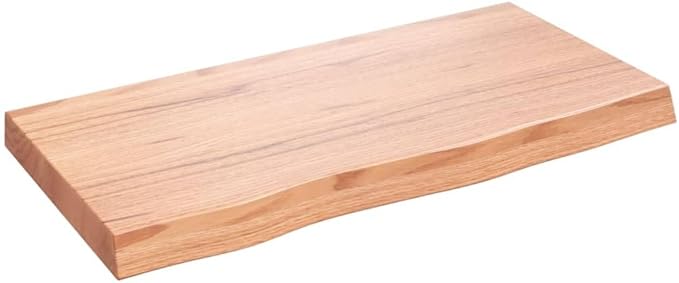 Solid Wood Oak Wall Shelf with Live Edge 31.5x15.7 Inches Rustic Bathroom Kitchen Storage Shelf Light Brown Treated Surface Handmade