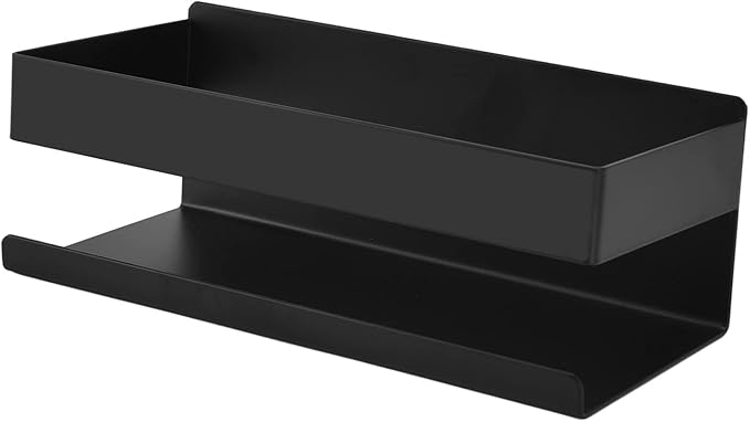 Hilitand Single Tier Shelf Toiletries and Cosmetics Storage Rack, Matte Black Bathroom Kitchen Organizer, No Drilling Installation
