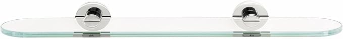 Alno Contemporary I 18" Glass Shelf With Brackets - Unlacquered Brass