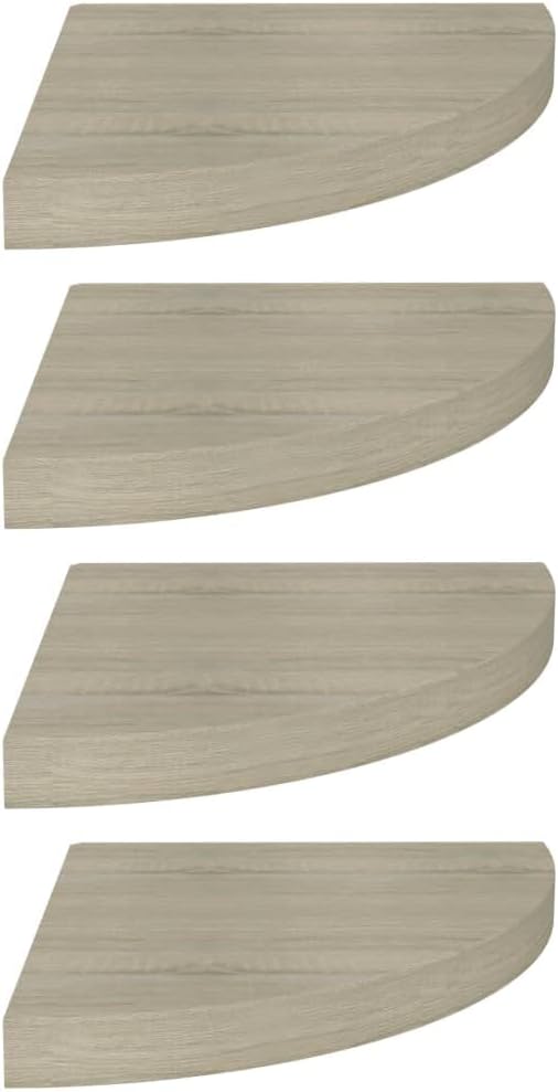 Floating Corner Shelves Set of 4 Oak Wall-Mounted Shelves 13.8x13.8x1.5 Inch with Invisible Mounting System for Bathroom Bedroom Living Room Storage and Decorative Display