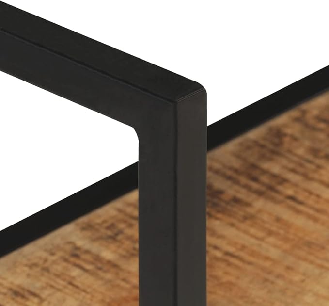 Rustic Wall Shelf with Black Metal Frame 23.6 Inch Floating Shelves for Living Room Bedroom Storage Organizer, Natural Mango Wood Bookshelf with Unique Wood Grain