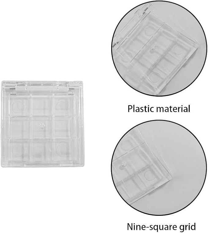 4Pcs 9-Grid Empty Makeup Palette Case - Clear Portable Blush Lipstick Eyeshadow Palette for Depotting, DIY & Travel Storage Organizer