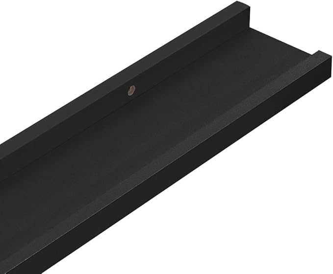 Picture Frame Ledge Shelves 2 Pack Black Wall Mounted Display Shelves for Photo Frames Decorations 31.5 inch MDF Board with Front Edge Protection