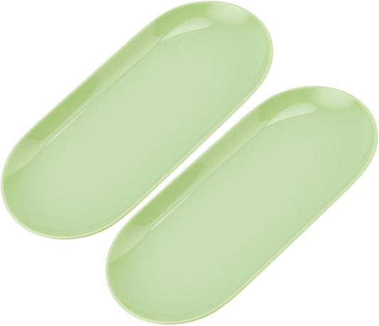 CRASPIRE 2Pcs Manicure Tool Trays Plastic Nail Tray 7" x 3.3" Green Nails Art Tools Storage Display Jewelry Rhinestone Organizer Small Plate Dish for Manicures Decoration Makeup Cosmetics Accessory