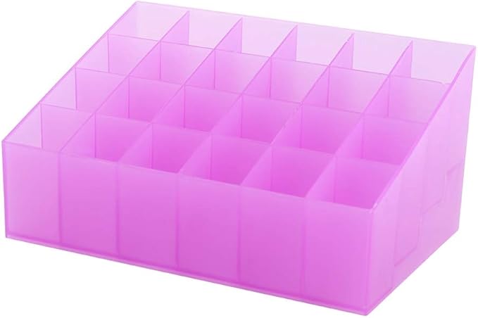 ZJchao Lipstick Organizer & Holder, 24 Grids Lip Gloss Storage, Compact Cosmetic Makeup Organizer for Lipstick, Perfume Samples, Mascara (Purple)
