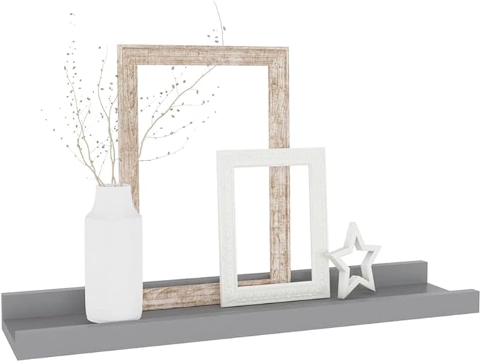 Wall Shelves 4 pcs Gray Floating for Wall Decor, 15.7x3.5x1.2 Inches MDF Storage for Living Room Bedroom Kitchen, Easy Install Display Shelves for Plants Books Decorations