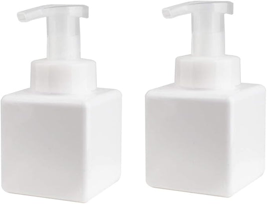 UUJOLY Foaming Soap Dispenser, 250ml (9oz) Refillable Pump Bottle for Liquid Soap, Shampoo, Body Wash (2 Pcs) (Small White)