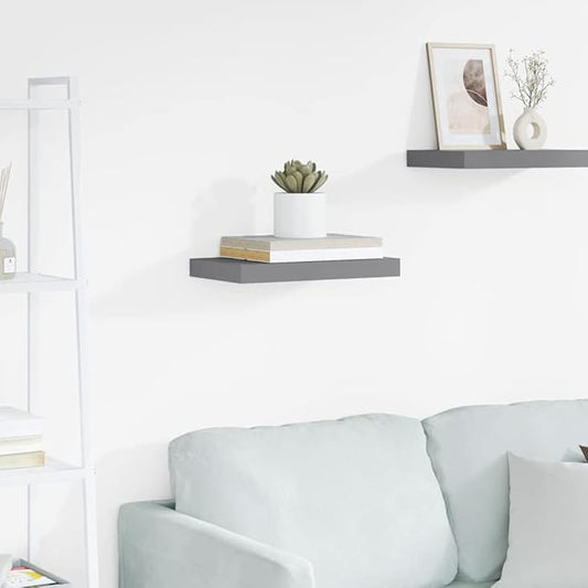 Floating Wall Shelf with Invisible Mount, Modern Gray Display Shelf for Living Room & Office, 15.7x9.1 Inches, Honeycomb MDF and Metal, Holds 11 lbs for Decor, Books, Awards