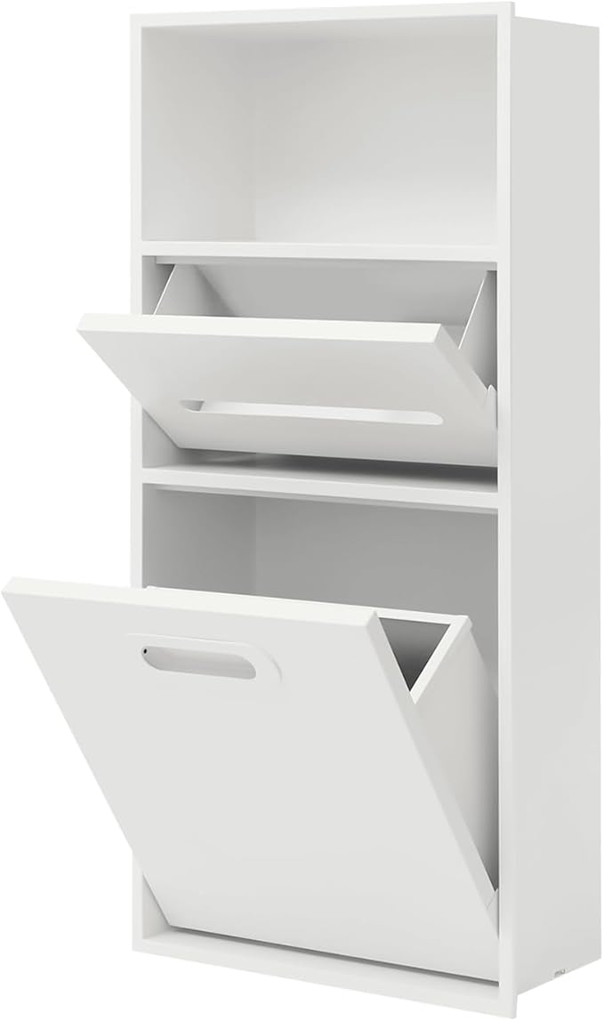 Hollow Furnishings Stainless Steel Recessed Storage Cabinet for Bathroom - Space-Saving Wall-Mounted Design, Rust-Resistant, Easy Install (White, 66 * 14 * 30cm)