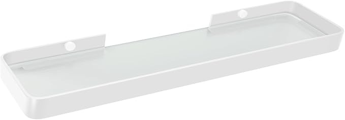 Z metnal Small Glass Bathroom Shelves, White Floating Shelf, Mini Wall Shelf for Bathroom Organizer, Wall Mounted (White Clear Glass, 20 inch/50cm),1 pcs