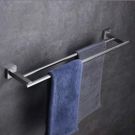 SEIDO 36 Inch Double Towel Bar, SUS 304 Stainless Steel Rustproof Towel Rack Wall Mounted, Heavy Duty Square Base Double Towel Holder for Bathroom, Kitchen, RV (Brushed Nickel)