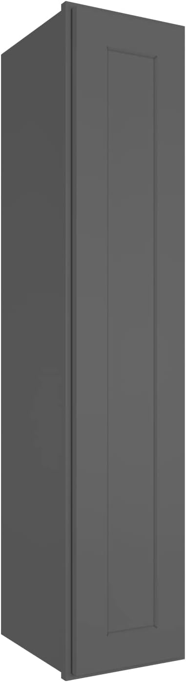 ROOMTEC Wood Wall Cabinet,RTA Single Door Medicine Cabinet with Adjustable Shelves and Soft-Close Door for Kitchen, Bathroom, and Laundry. 12" D*9" W*42" H, Shaker Grey