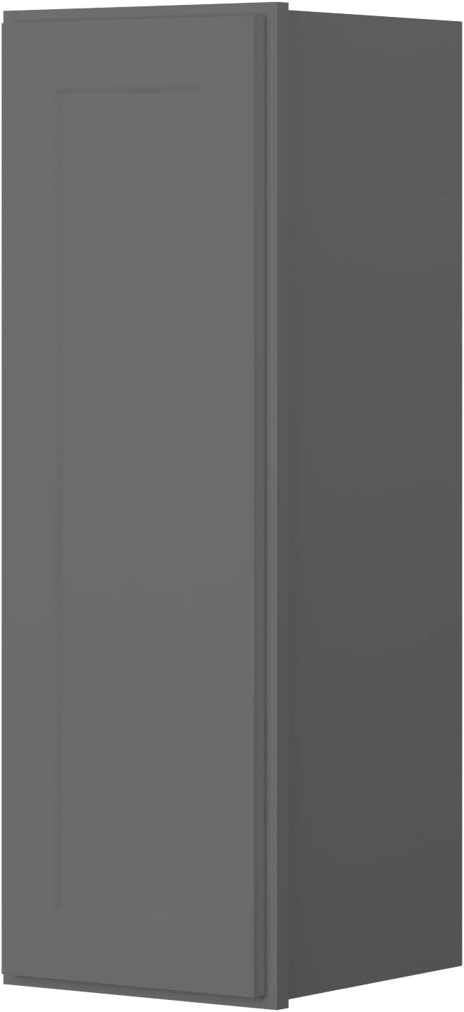 ROOMTEC Wood Wall Cabinet,RTA Single Door Medicine Cabinet with Adjustable Shelves and Soft-Close Door for Kitchen, Bathroom, and Laundry. 12" D*12" W*30" H, Shaker Grey