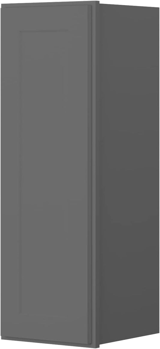 ROOMTEC Wood Wall Cabinet,RTA Single Door Medicine Cabinet with Adjustable Shelves and Soft-Close Door for Kitchen, Bathroom, and Laundry. 12" D*12" W*30" H, Shaker Grey