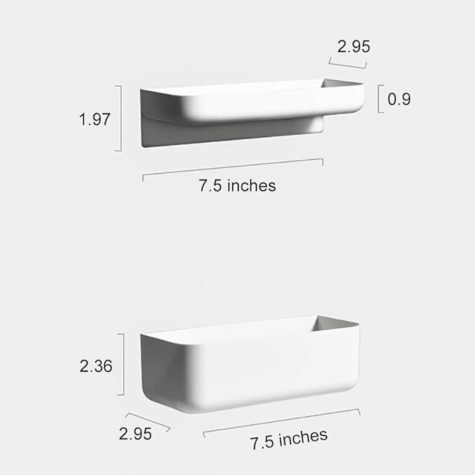 2 Styles Adhesive Plastic Floating Shelves Stick on Wall Mounted Shower Organizer Caddy for Bathroom Kitchen Cabinet Extra Storage(Short+Tall)