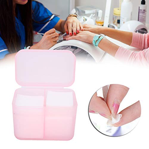 2 Grids Nail Storage Box Nail Polish Remover Pad Storage Box Container Box Plastic Box Transparent Box Makeup Storage Box Safe and Hygienic Suitable for Home Salon(PINK)