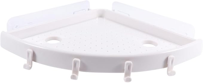 Triangle Bathroom Shelf with Suction Cup Traceless Storage Rack for Washing Supplies Easy-Clean Material Space-Saving Organizer for Home Decor White