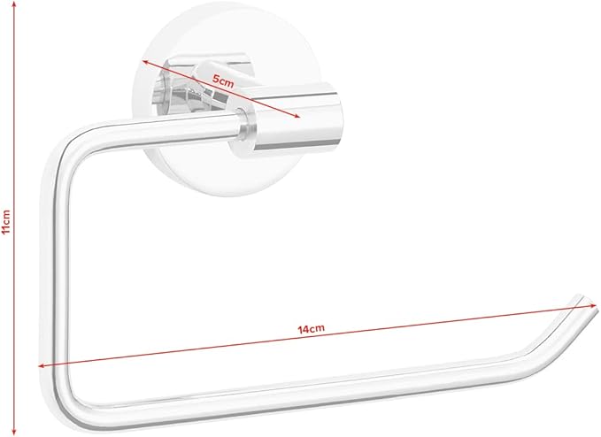 tesa EXXCELLENT Toilet Paper Holder Without Cover - self-Adhesive Paper Hanger - Design, Chrome Metal - 99 mm x 160 mm x 45 mm