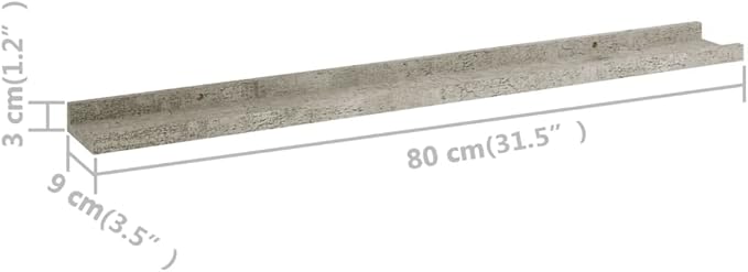 Concrete Gray Wall Shelves 2 Pack 31.5 Inch Industrial Floating Shelves for Living Room Bedroom Storage, Heavy Duty MDF Shelving for Books Plants Decor