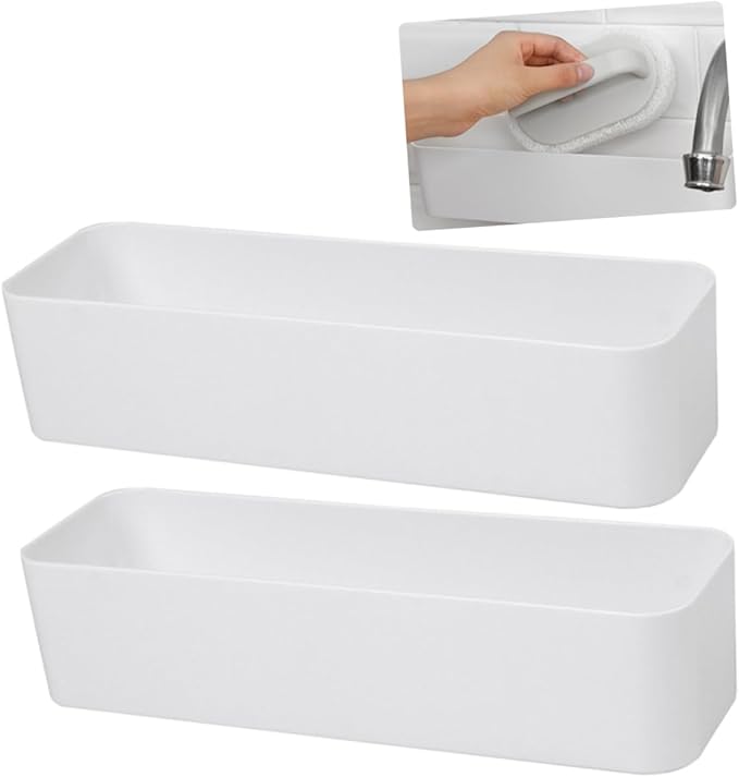2pcs Bathroom Wall Shelves Wall-Mounted Storage Boxes Abs Plastic Organizers Space Saving Decorative