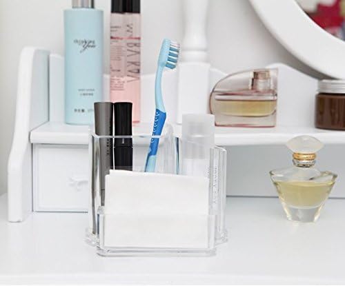 Kamay's 2 Compartments Transparent Acrylic Lipstick Makeup Brush Eyebrow Pencil Holder Cosmetic Display Stand Case Desk Organizer(SF-2132) (A)
