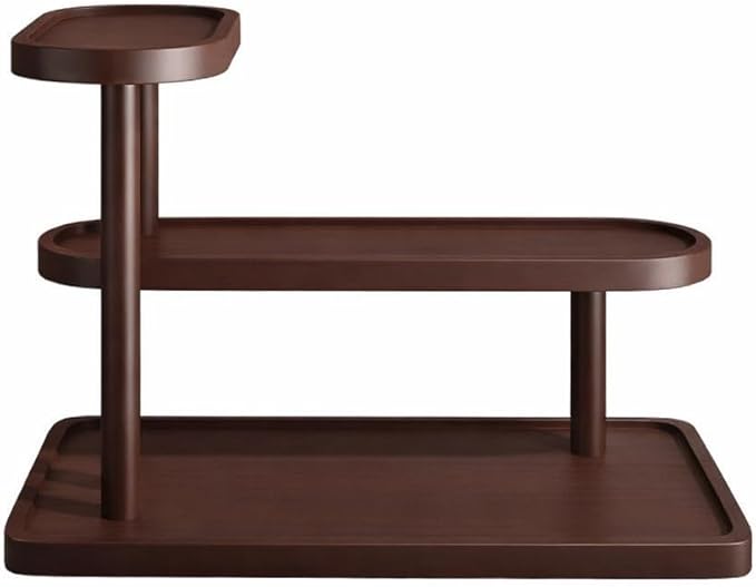 HealthEmpire 3-Tier Cosmetic Organizer Shelf for Countertop – Wooden Makeup & Skincare Storage Rack, Bathroom Vanity Display Stand for Perfume, Toiletries & Office Desk Organization (Brown)
