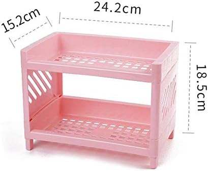 Multi-Functional Adjustable Bathroom Shelf - 2 Layers Storage nizer for Kitchen & Living Room, Stylish Pink Bracket, Space-Saving Solution